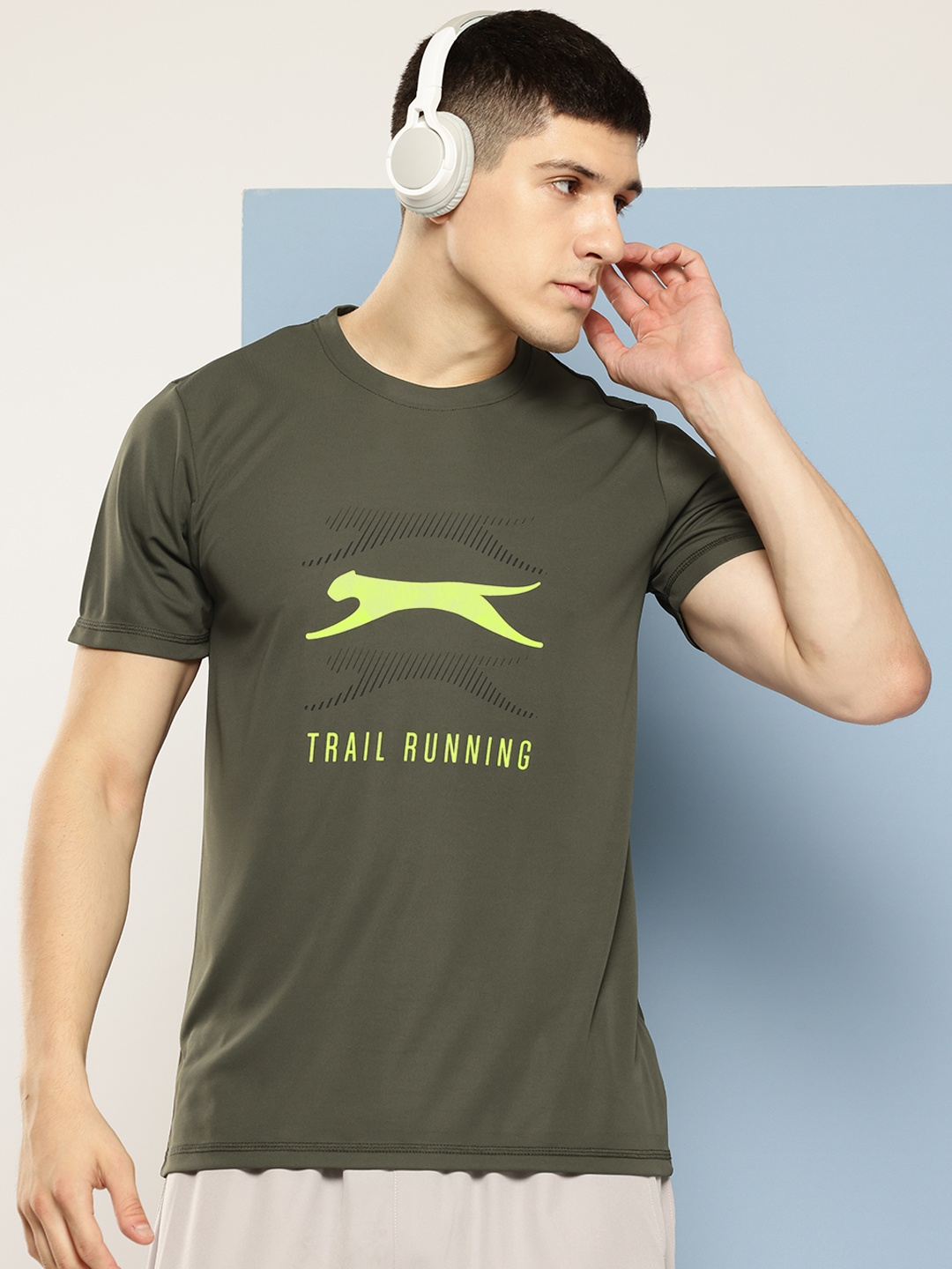 

Slazenger Ultra-Dry Brand Logo Print Running T-shirt, Olive