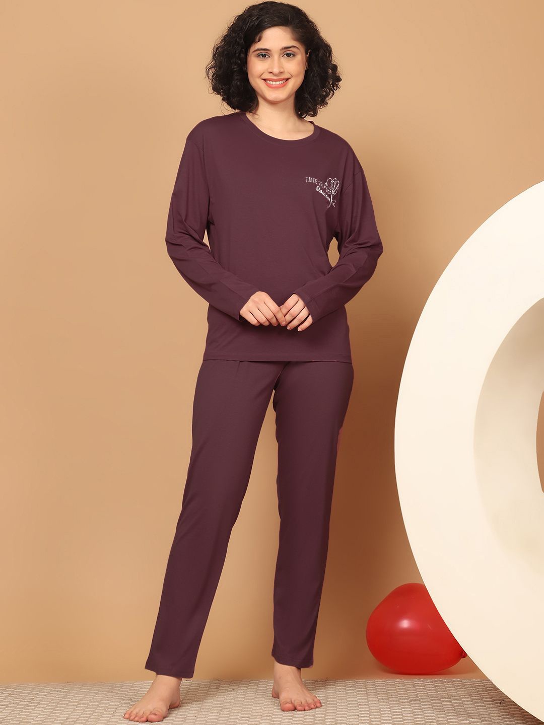 

Kanvin Women Printed Night suit, Brown