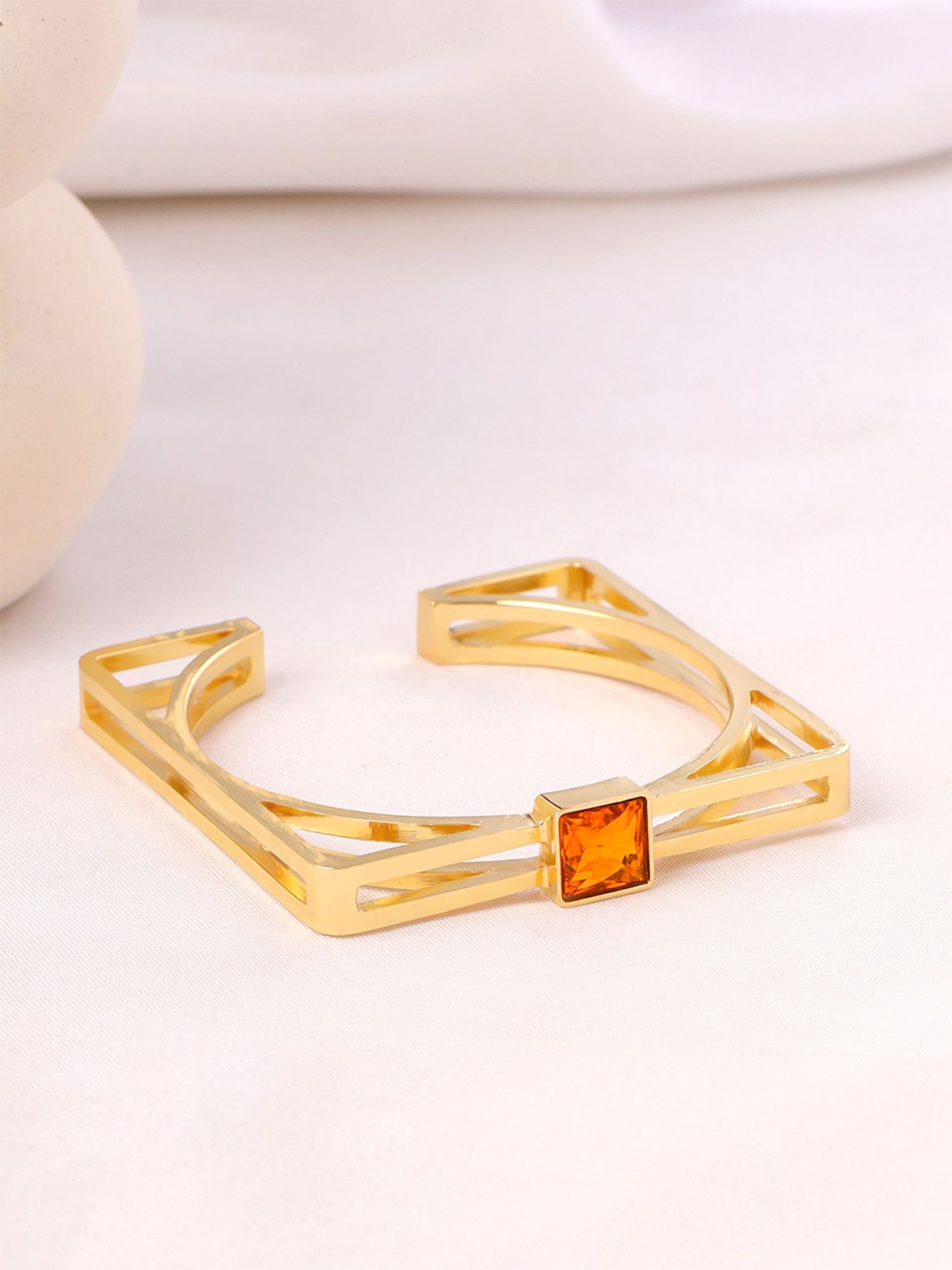 

Yellow Chimes Gold Plated Crystals Kada Bracelet