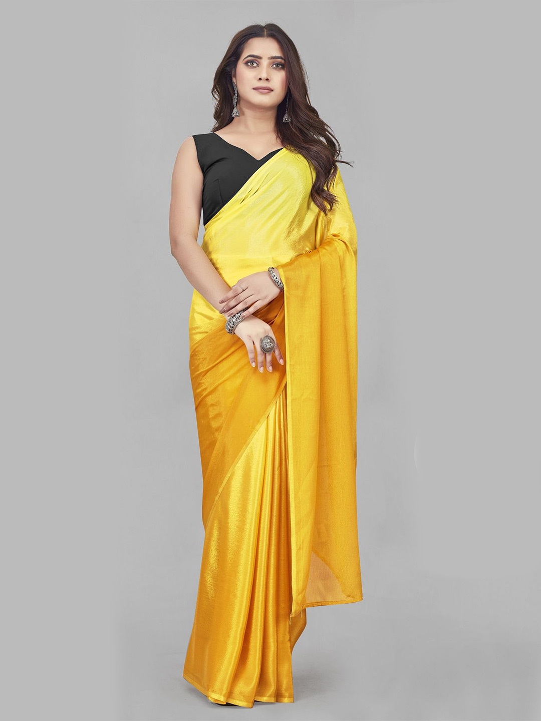 

Aika Ombre Pure Chiffon Solid Ready to wear Saree, Yellow