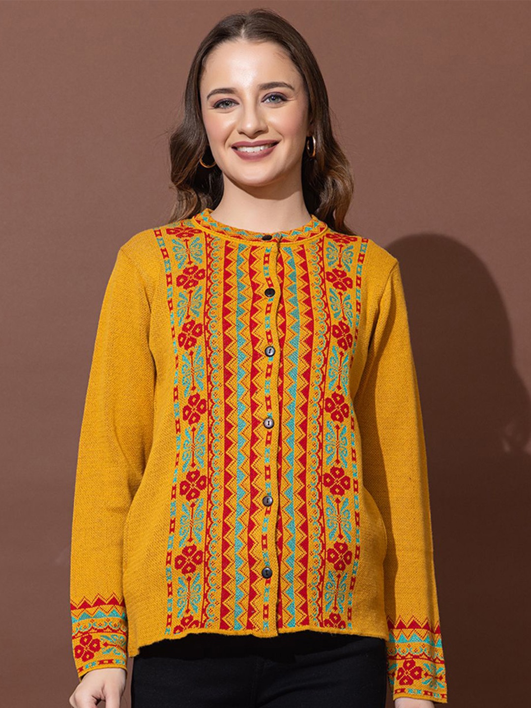 

Anouk Women Floral Cardigan, Mustard