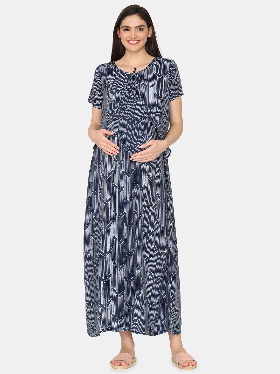 

Coucou by Zivame Women Printed Maxi Nightdress, Blue