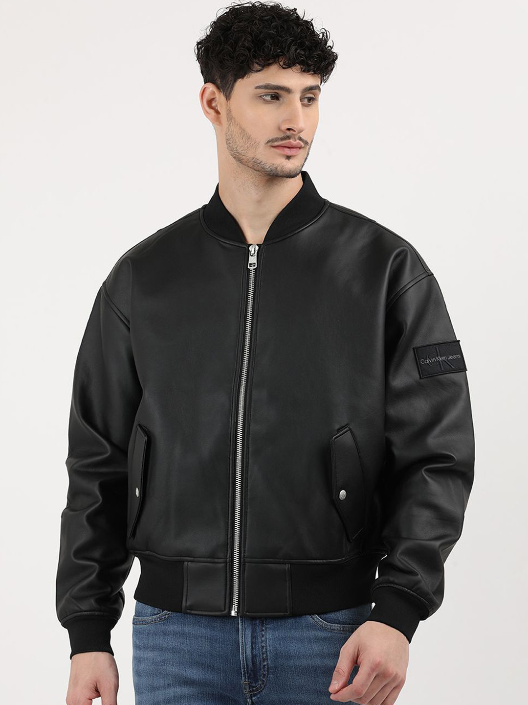 

Calvin Klein Jeans Men Windcheater Quilted Jacket with Patchwork, Black