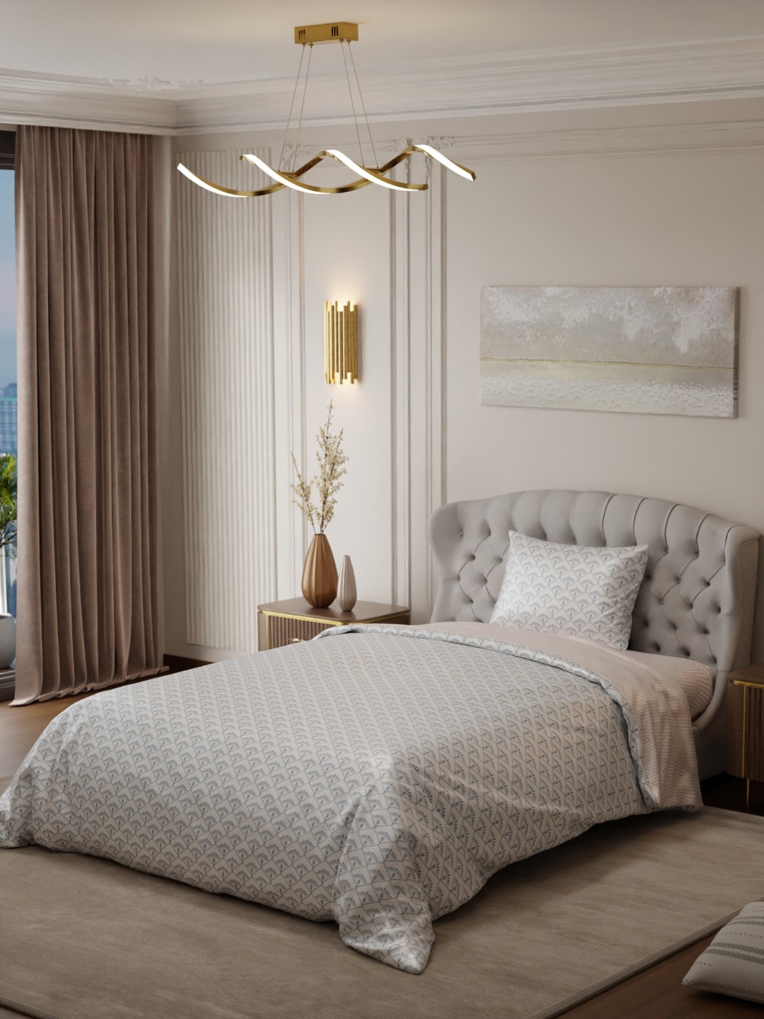

Stoa Paris Elegance Peach Geometric AC Room 150 GSM Single Bed Satin Comforter