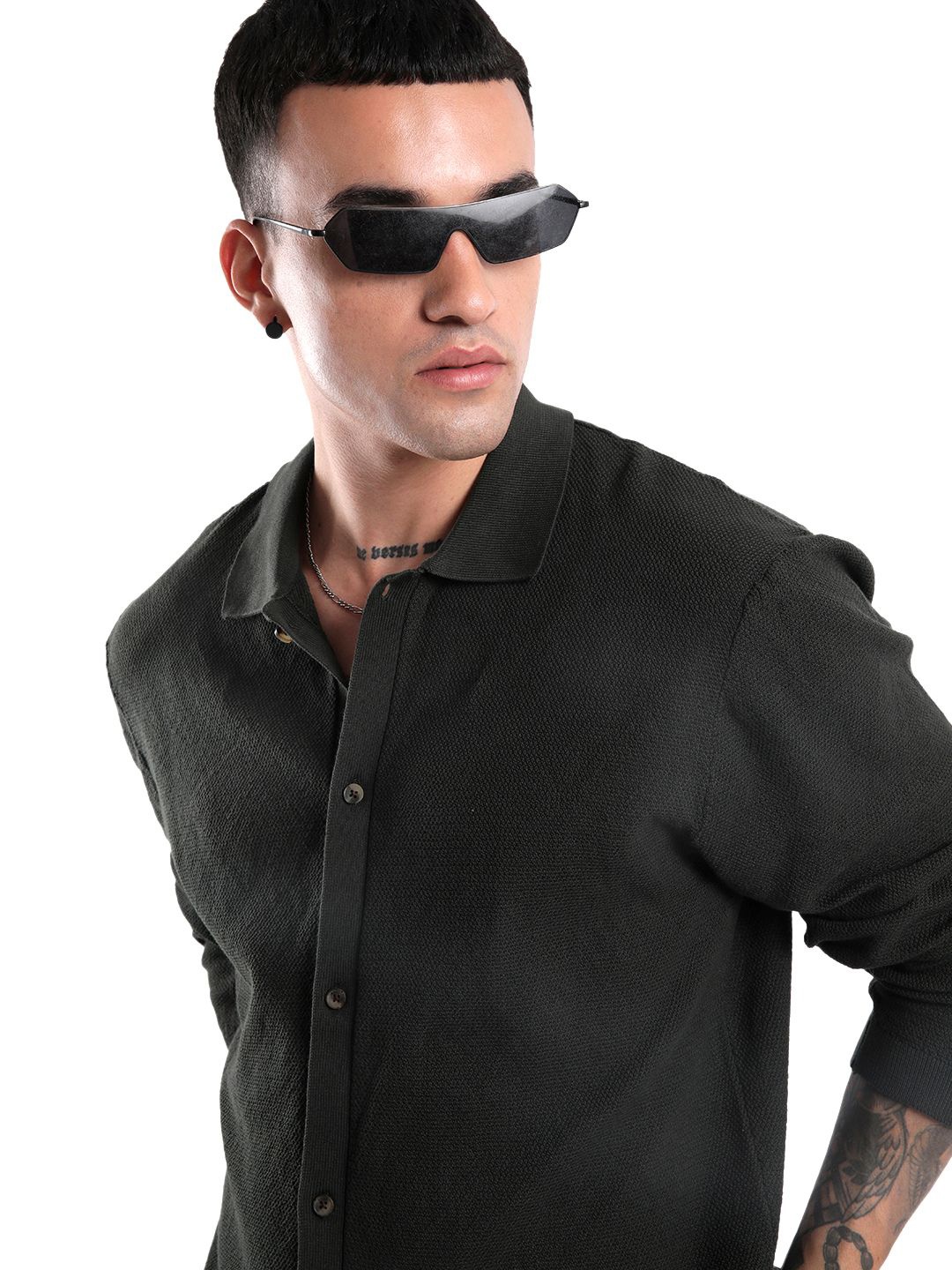 

WROGN Men Custom Opaque Casual Shirt, Olive