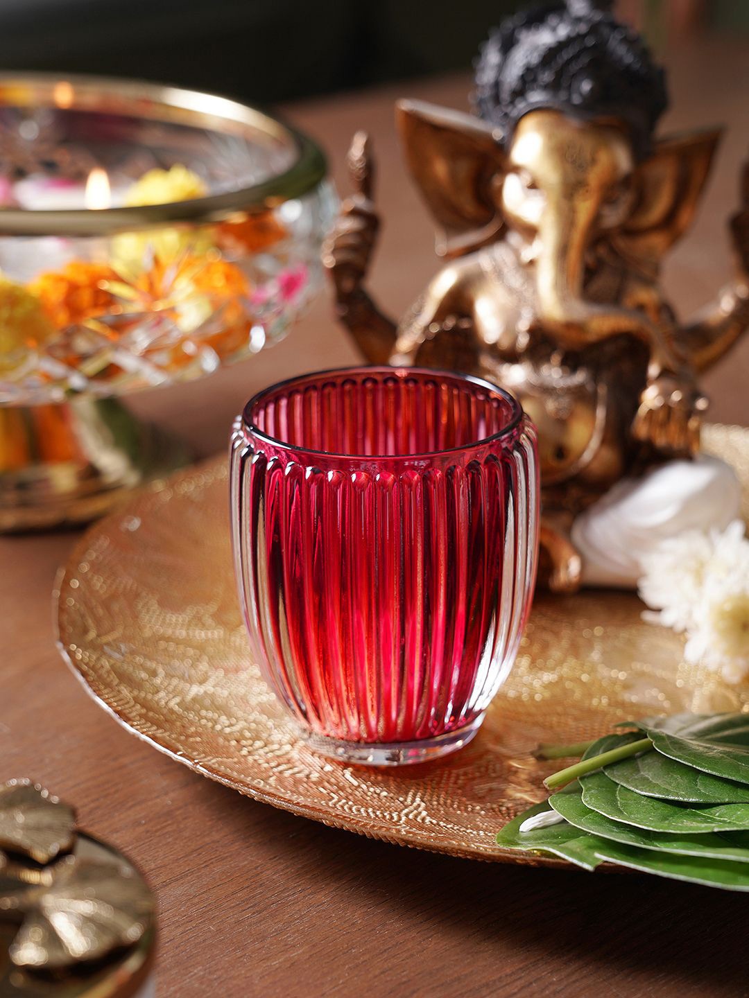 

Pure Home and Living Red & Transparent 2 Pieces Tealight Candle Holder