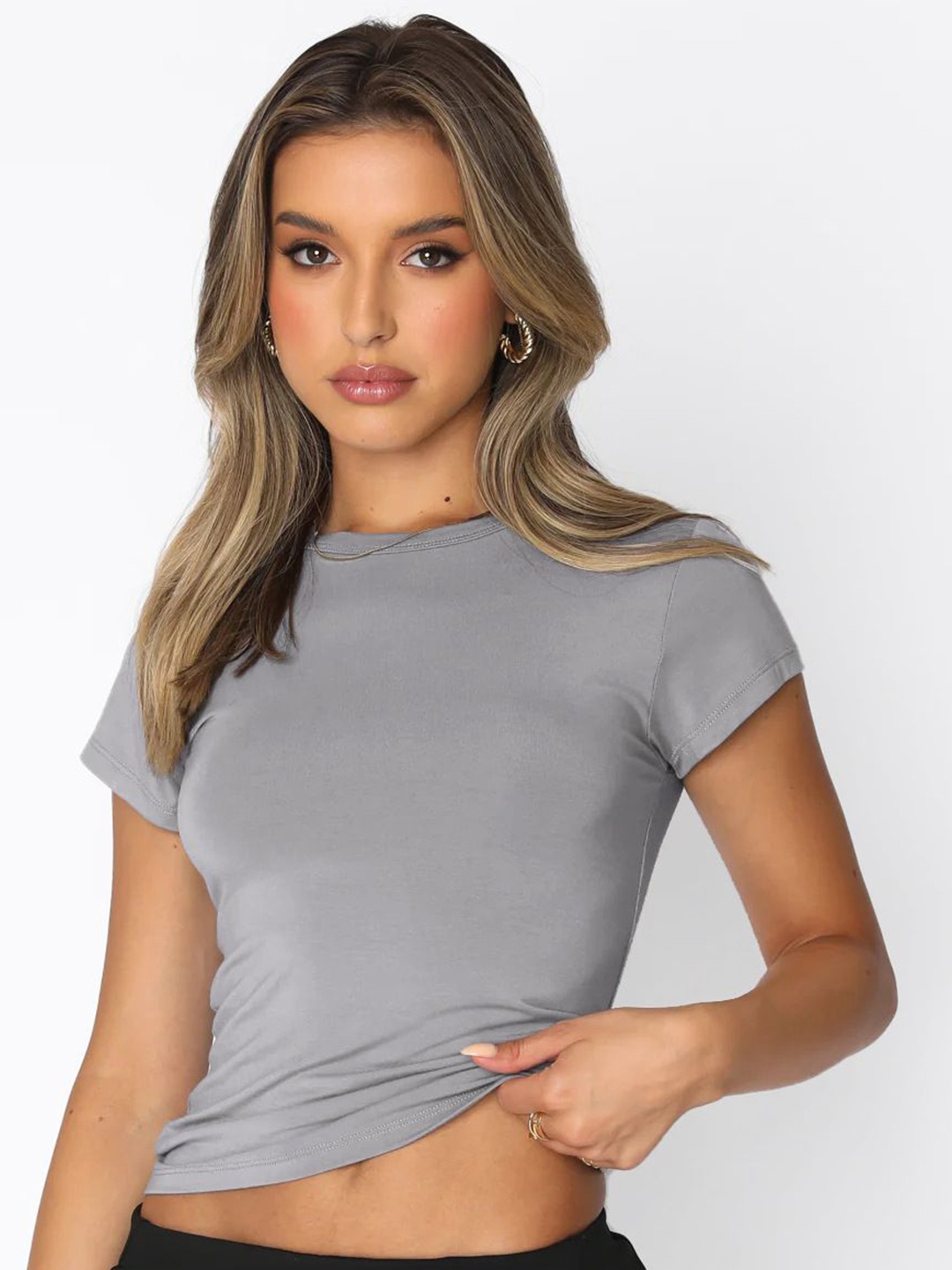 

HERE&NOW Styled Back Top, Grey