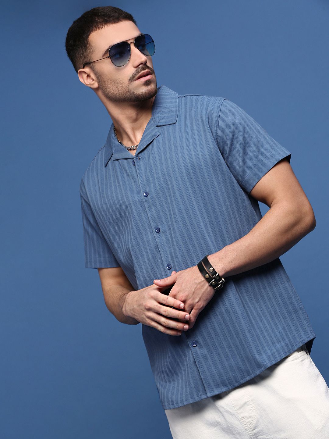 

SHOWOFF Men Standard Opaque Casual Shirt, Blue