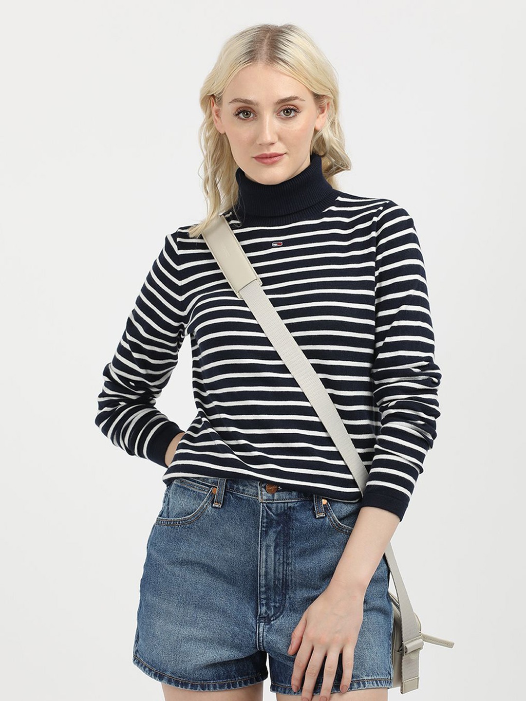 

Tommy Hilfiger Women Striped Printed Pullover, Navy blue