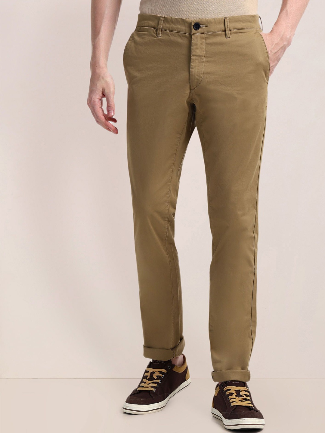 

U.S. Polo Assn. Men Solid Urban Slim Slim Fit Trousers, Khaki