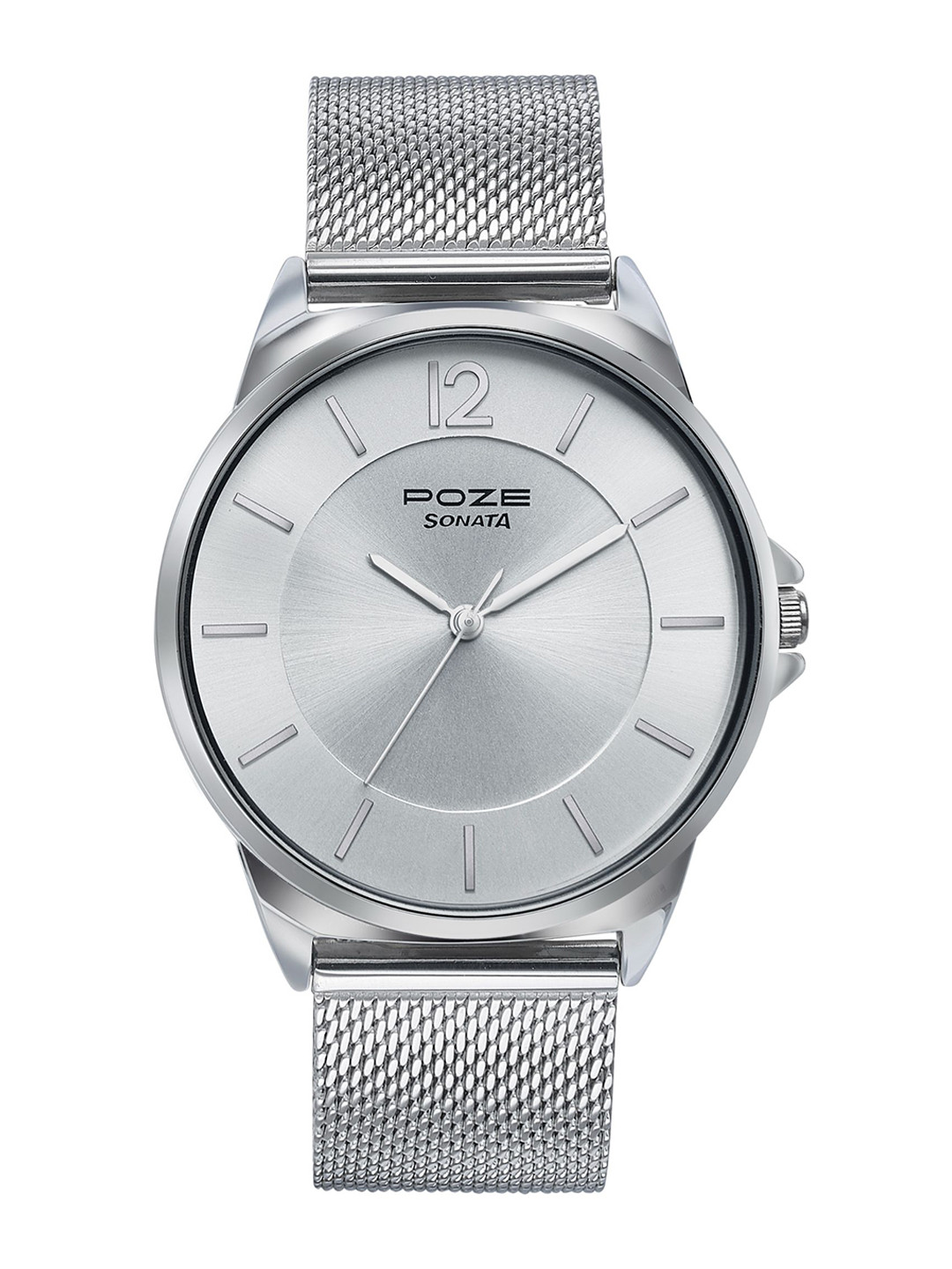 

Sonata Men Brass Embellished Dial & Bracelet Style Straps Analogue Watch SP70042SM01, Silver