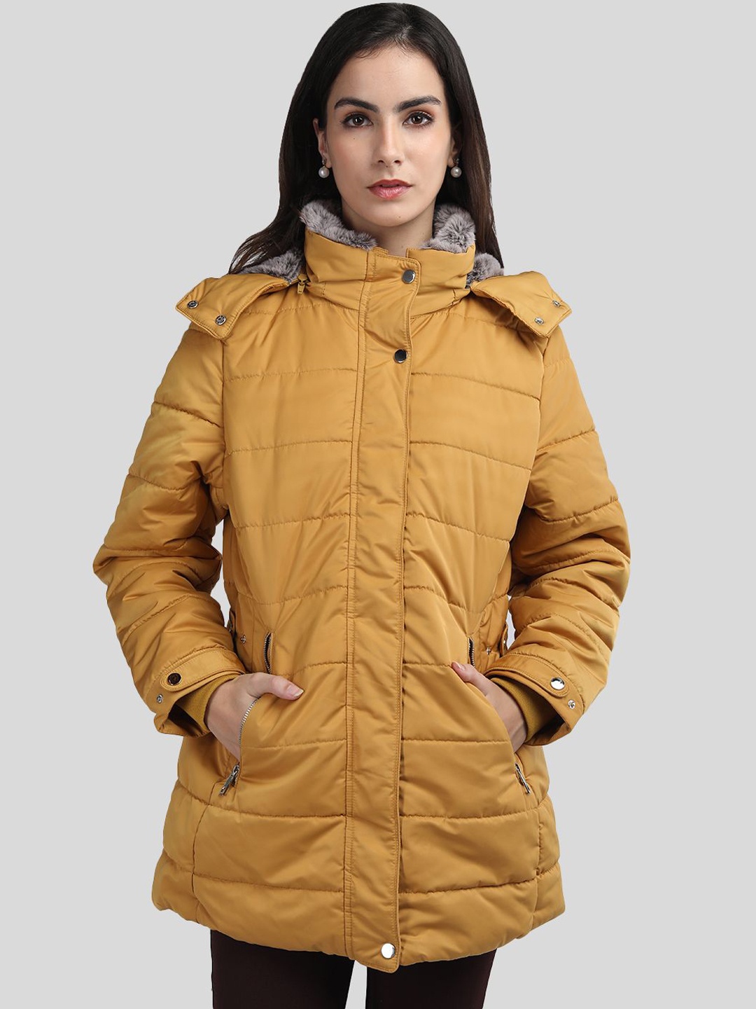 

LURE URBAN Women Outdoor Puffer Jacket, Gold