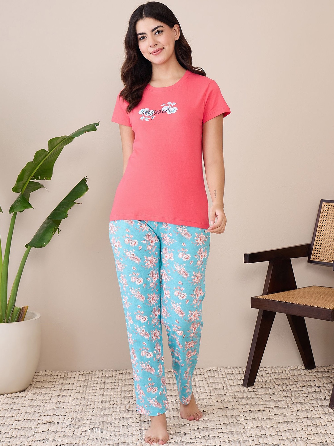 

ETC Women Printed Night suit, Coral