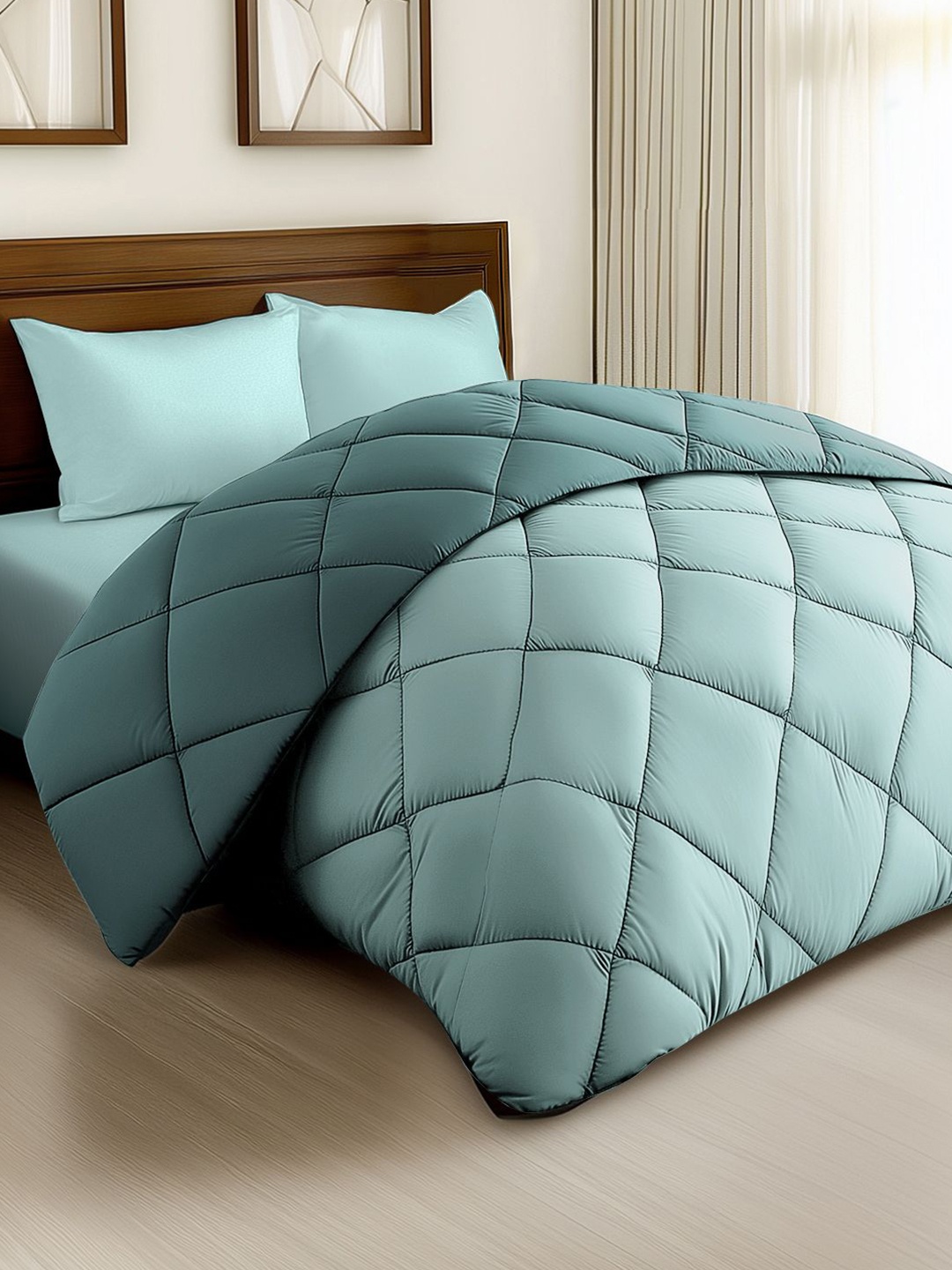 

Story@home Turquoise Blue Solid Reversible 240 GSM Heavy Winter Double Bed Comforter