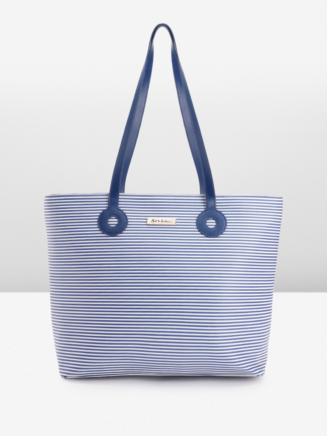 

Mast & Harbour Striped Structured Shoulder Bag, White
