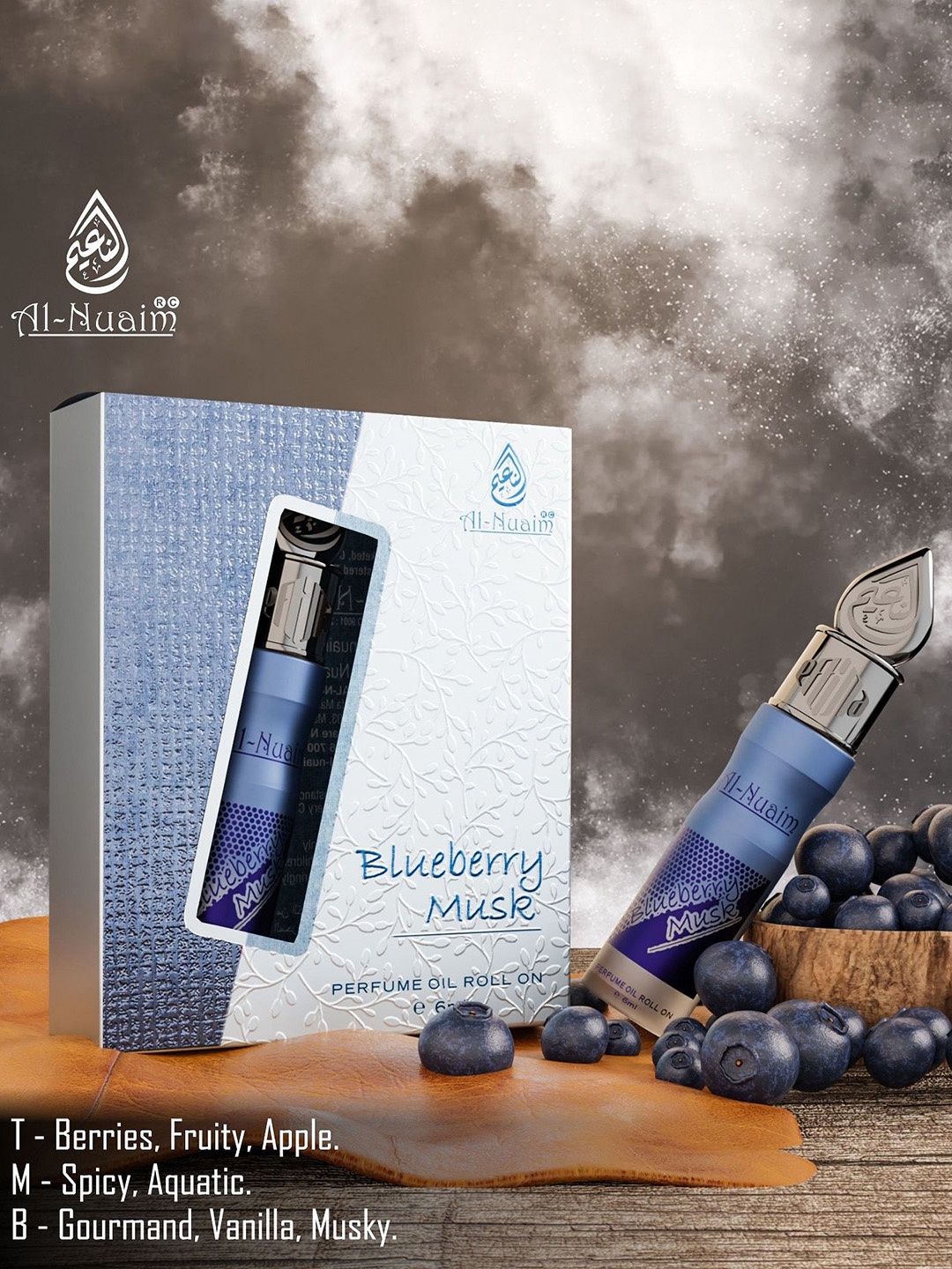 

Al-Nuaim Blueberry Musk Long Lasting Roll On Attar - 6 ml, Blue