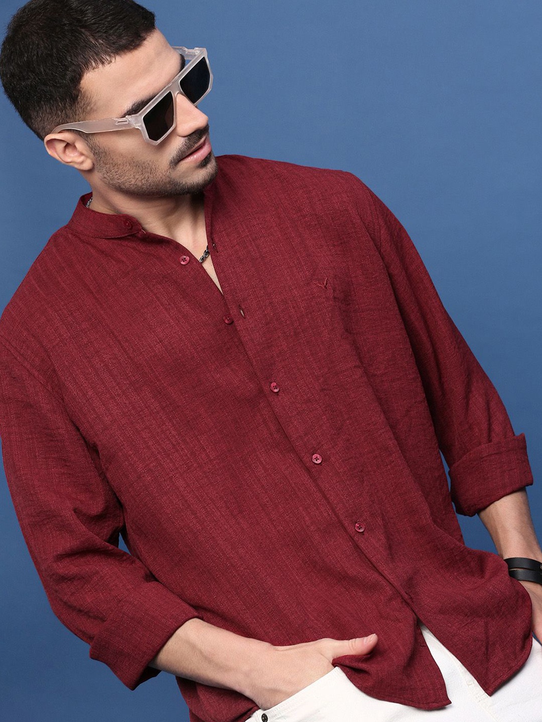 

SHOWOFF Men Standard Slim Fit Opaque Casual Shirt, Maroon