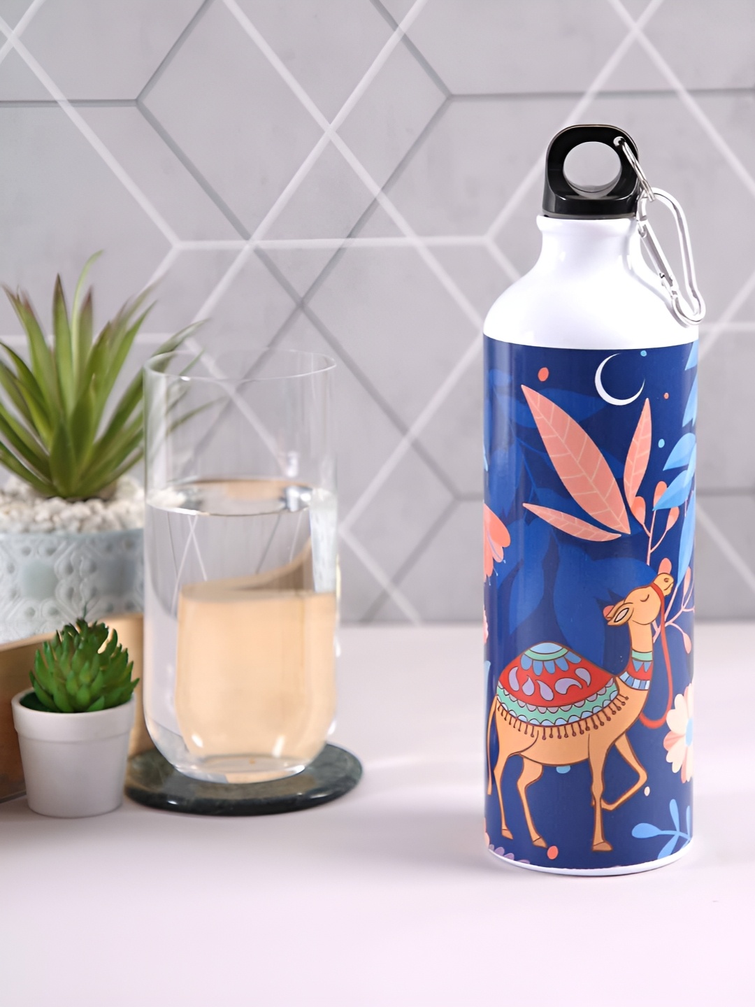 

PENTADECO Blue & Pink Printed Single Wall Vacuum Water Bottle 750 ml