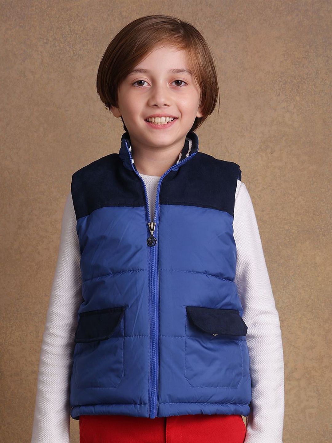 

One Friday Boys Solid Open Front Jacket, Blue
