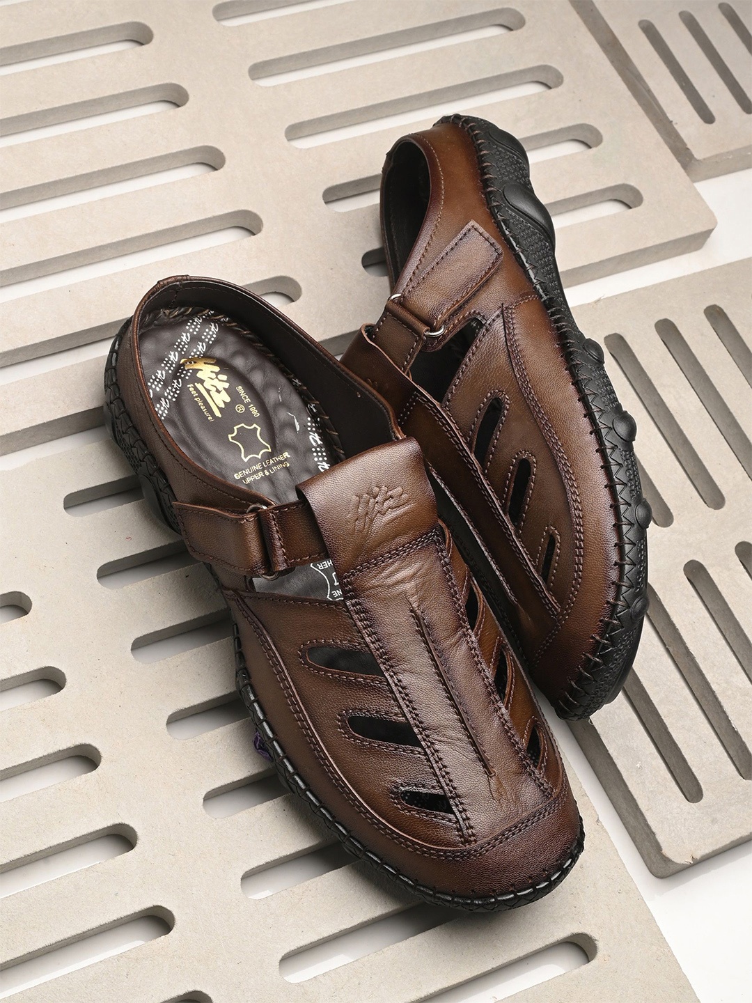 

Hitz Men Leather Fisherman Sandals, Brown