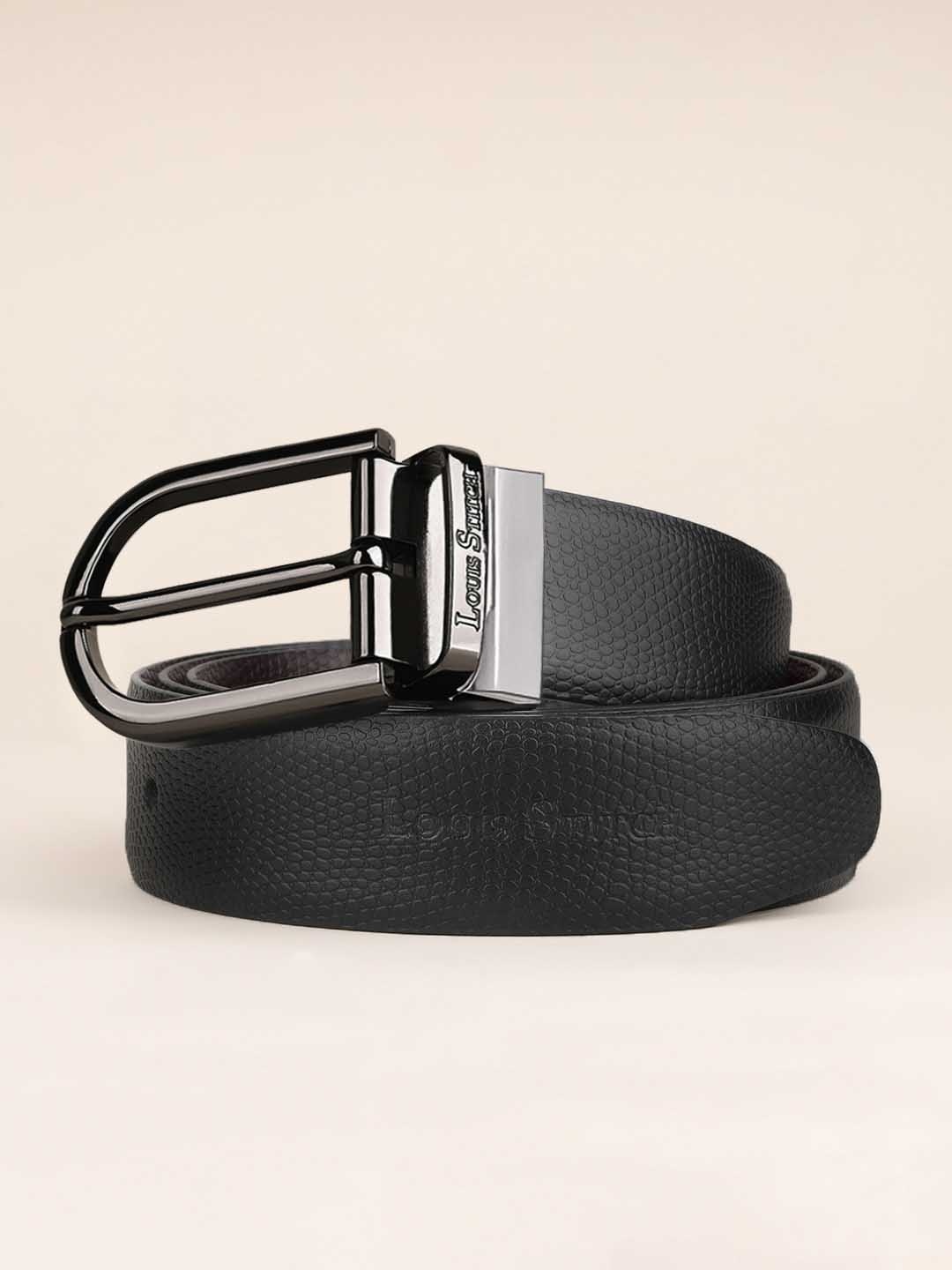 

LOUIS STITCH Men Black Textured Leather Formal Belt