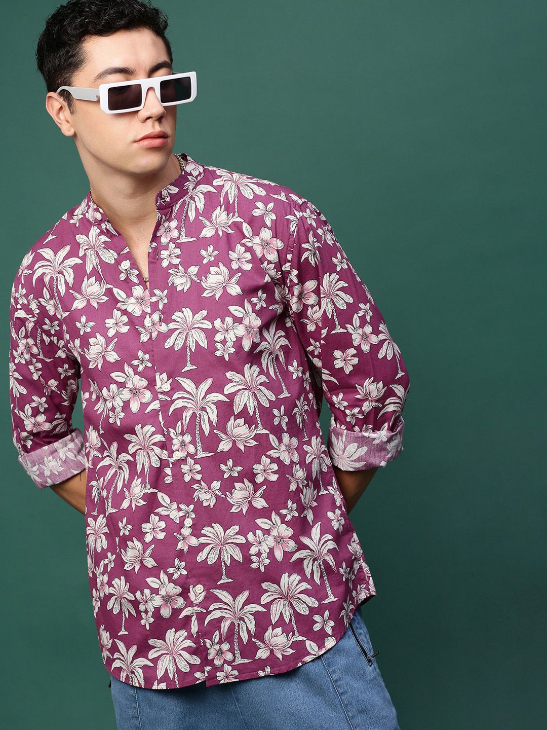 

SHOWOFF Men Standard Slim Fit Floral Opaque Printed Casual Shirt, Pink