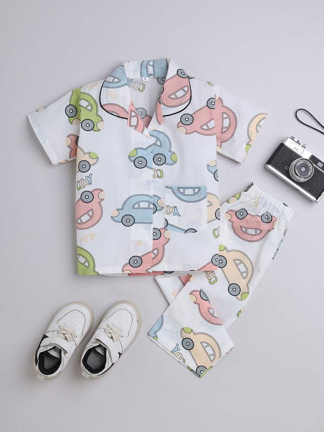 

The Magic Wand Boys Printed Night suit, White