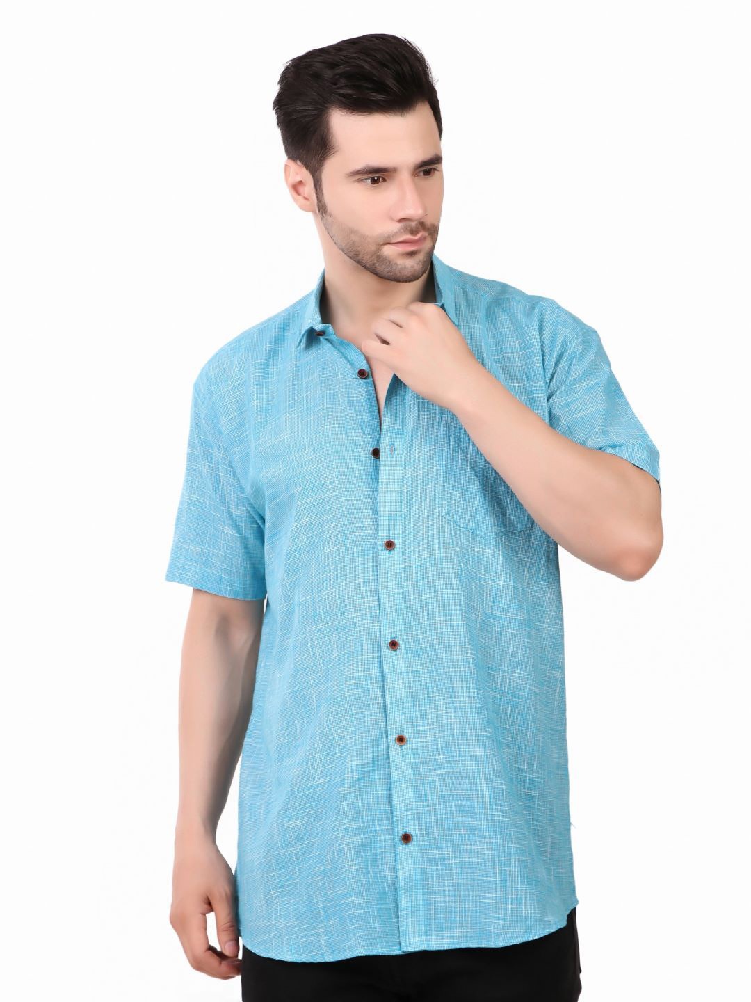 

MOSHI Men Comfort Opaque Casual Shirt, Blue