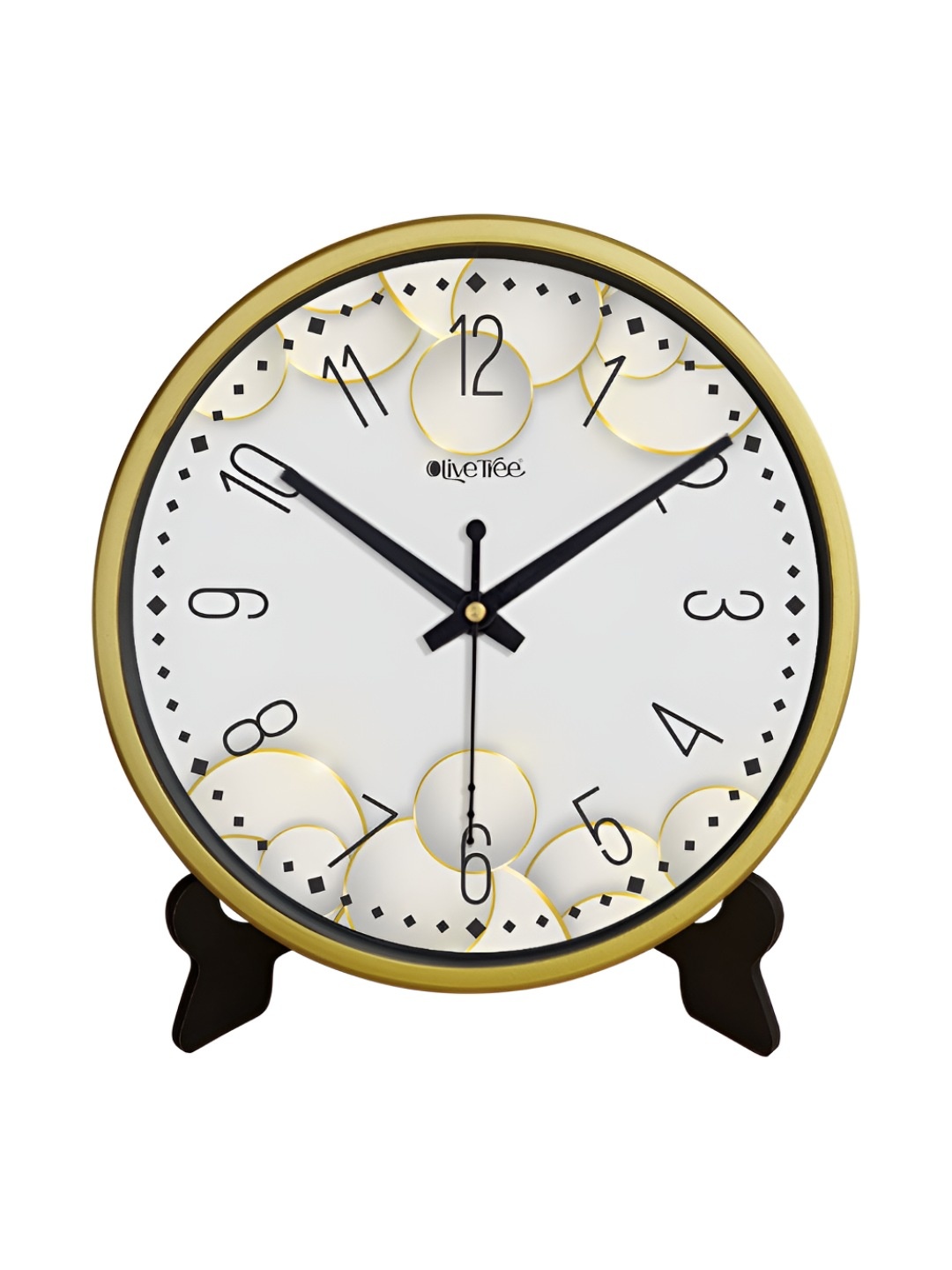 

OLIVE TREE Gold-Toned & White Printed Contemporary Table Clock