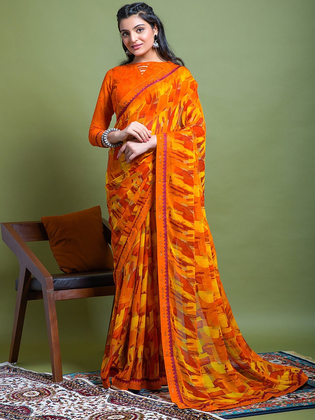 

Panzora Poly Chiffon Saree, Orange