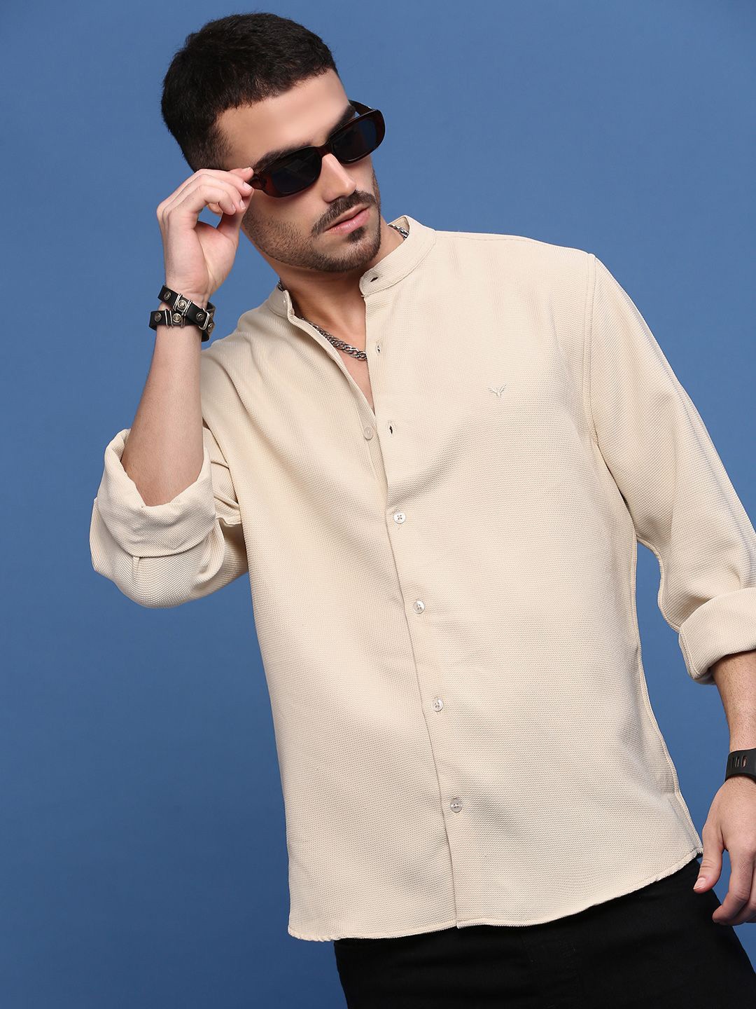 

SHOWOFF Men Standard Slim Fit Opaque Casual Shirt, Beige