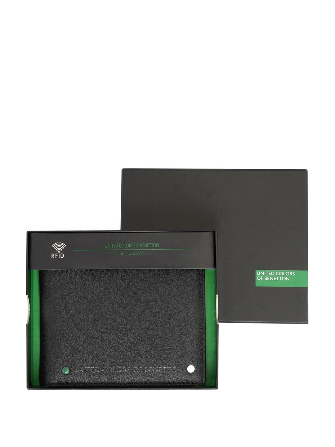 

United Colors of Benetton Men Leather Two Fold Wallet, Black