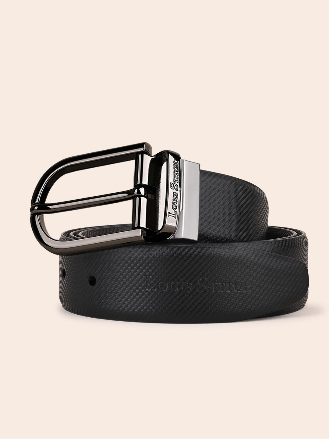 

LOUIS STITCH Men Textured Leather Reversible Formal Belt, Black
