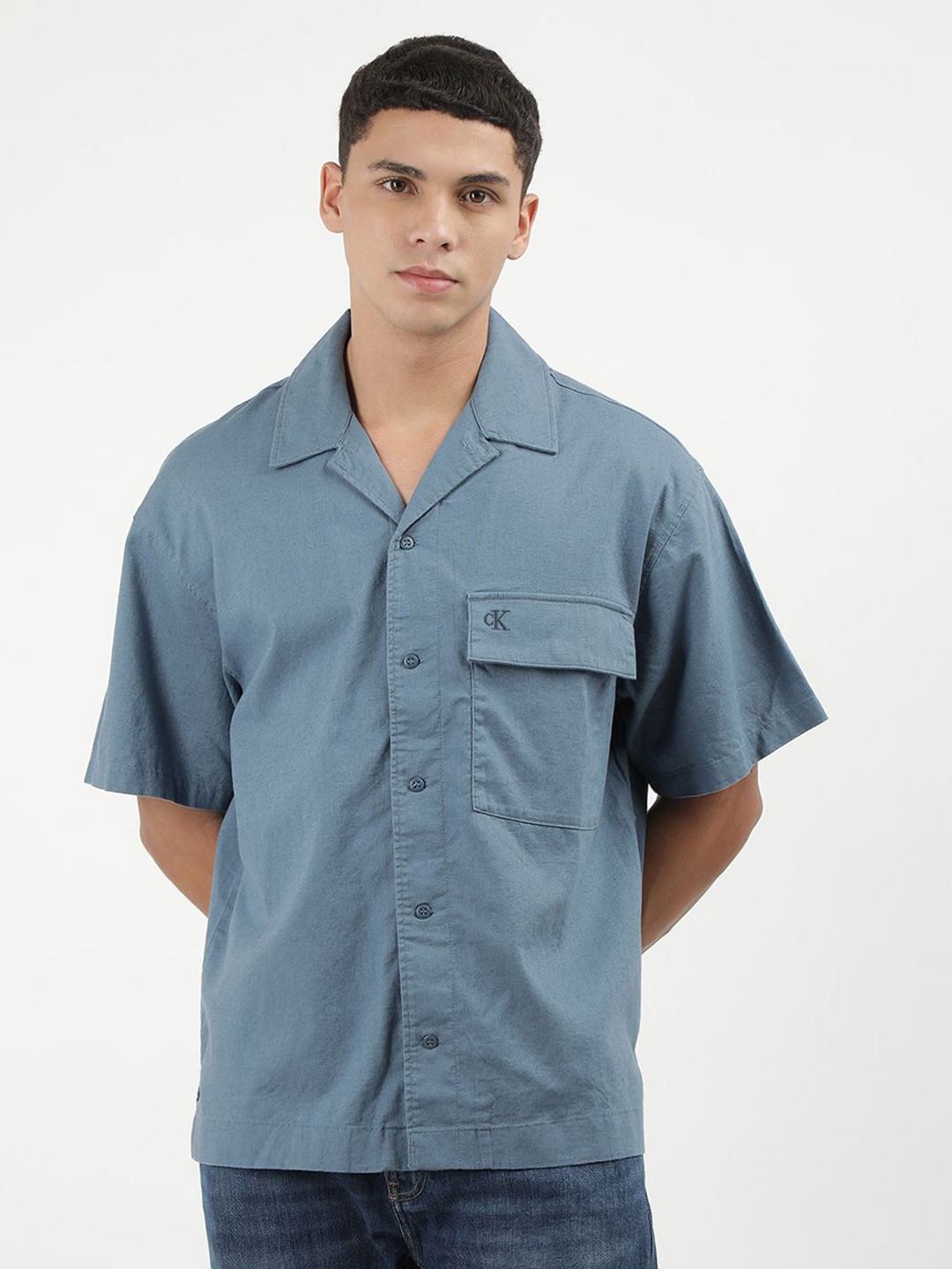 

Calvin Klein Jeans Men Opaque Casual Shirt, Blue