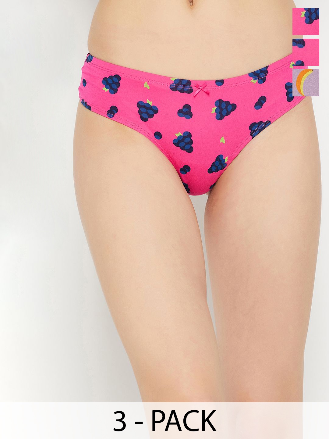 

Clovia Pack Of 3 Women Conversational Printed Thongs Briefs, Pink