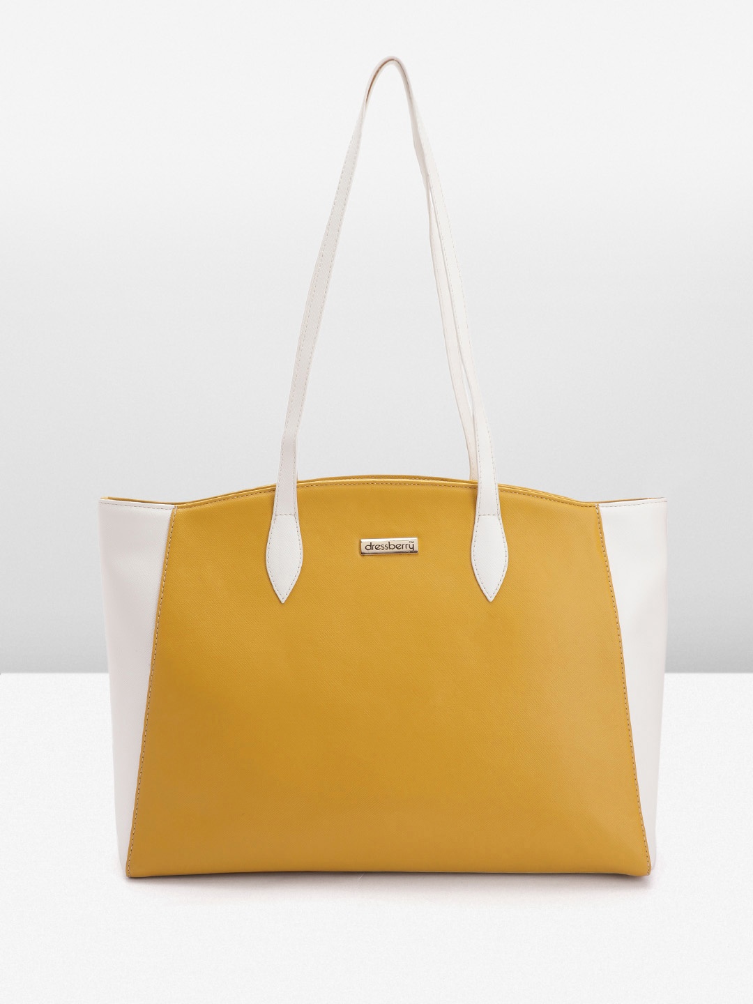 

DressBerry Colourblocked Structured Shoulder Bag, Mustard