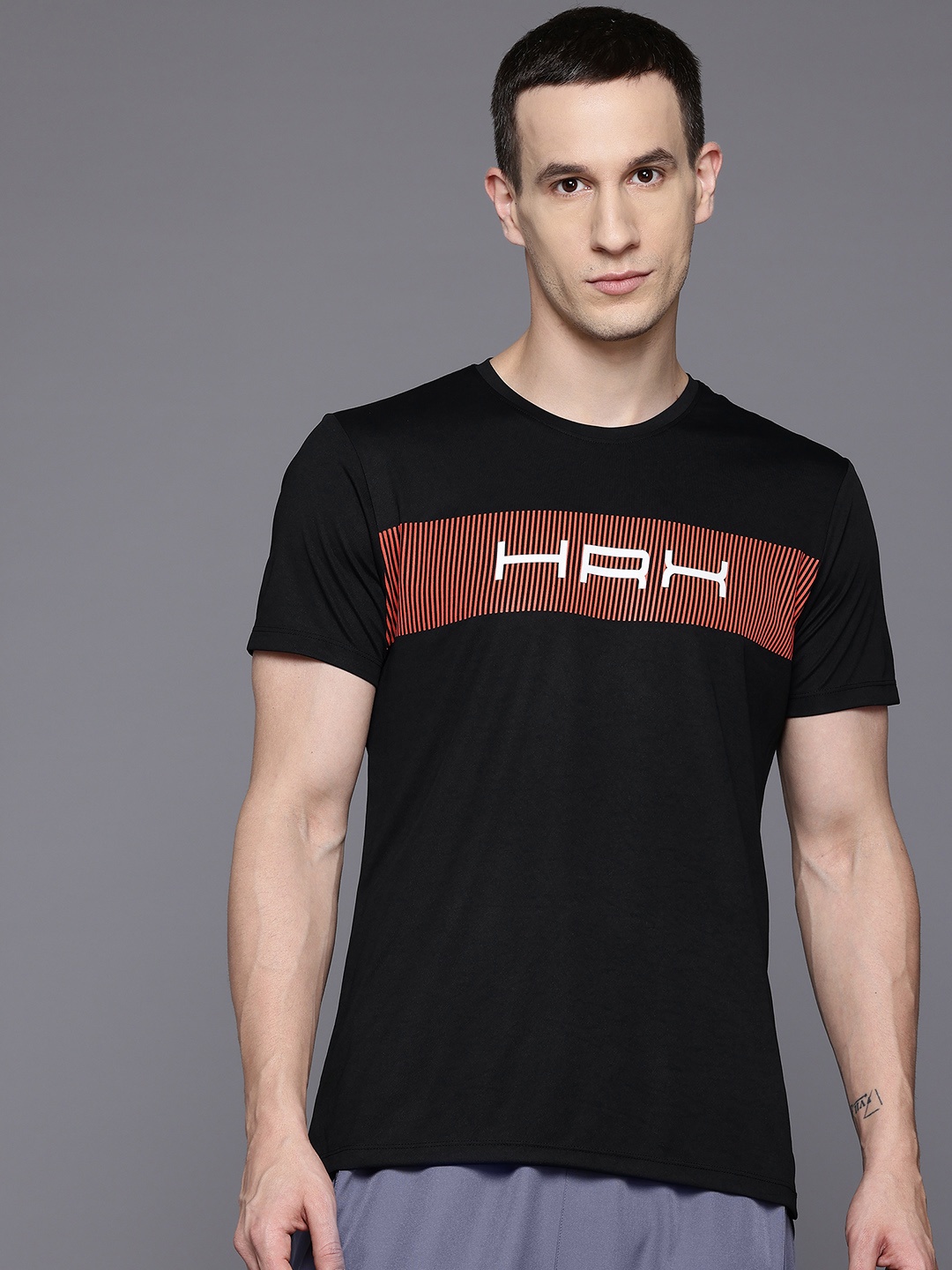 

HRX by Hrithik Roshan Brand Logo Print Training T-shirt, Black