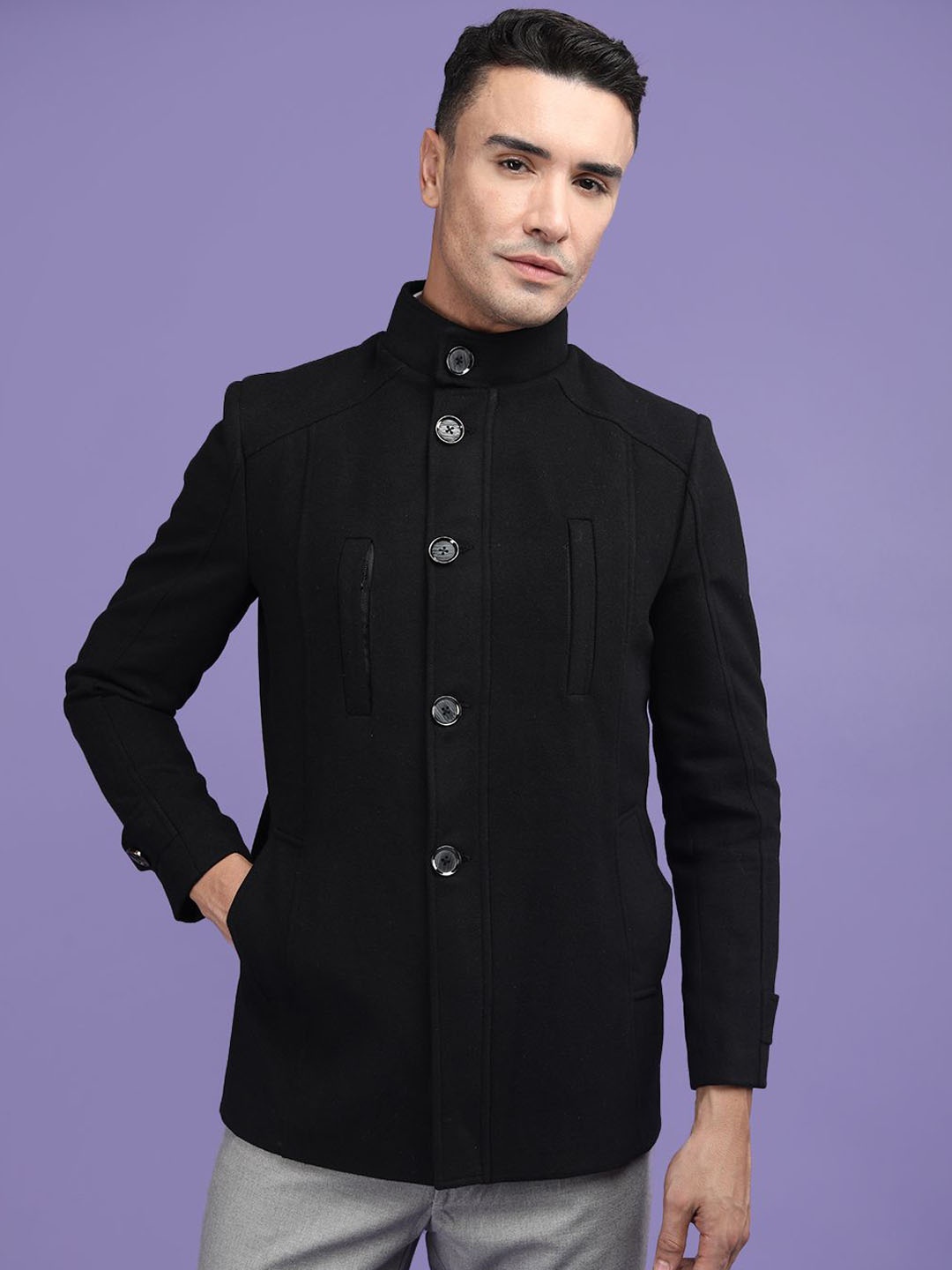 

PROTEX Single-Breasted Overcoats, Black