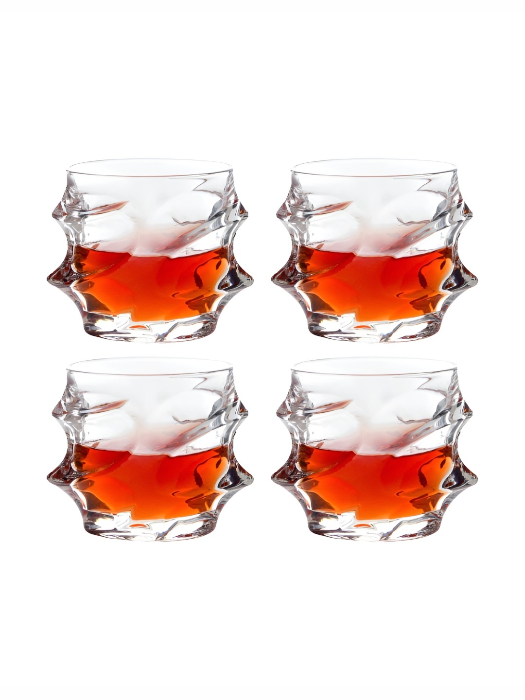 

UMAI Transparent 4 Pieces Textured Whisky Glasses- 240 ml Each