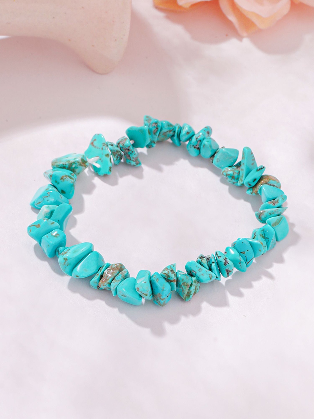 

Yellow Chimes Turquoise Stone Studded Bracelet, Blue