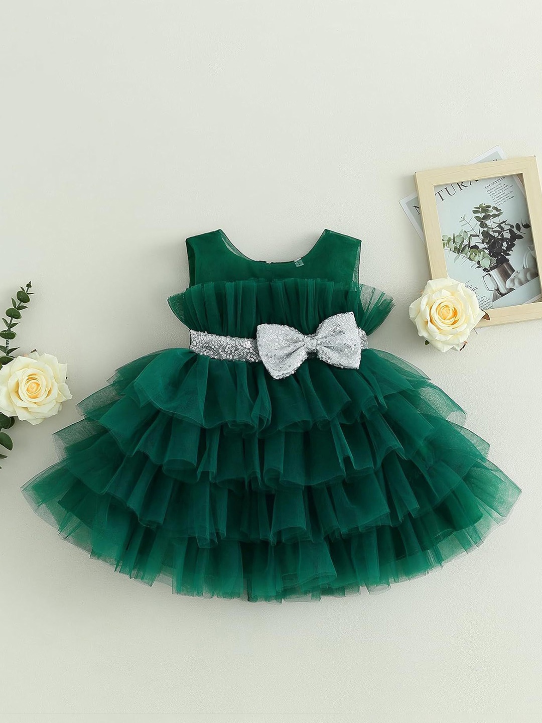 

FAIRY DOLLS Net Fit & Flare Dress, Green