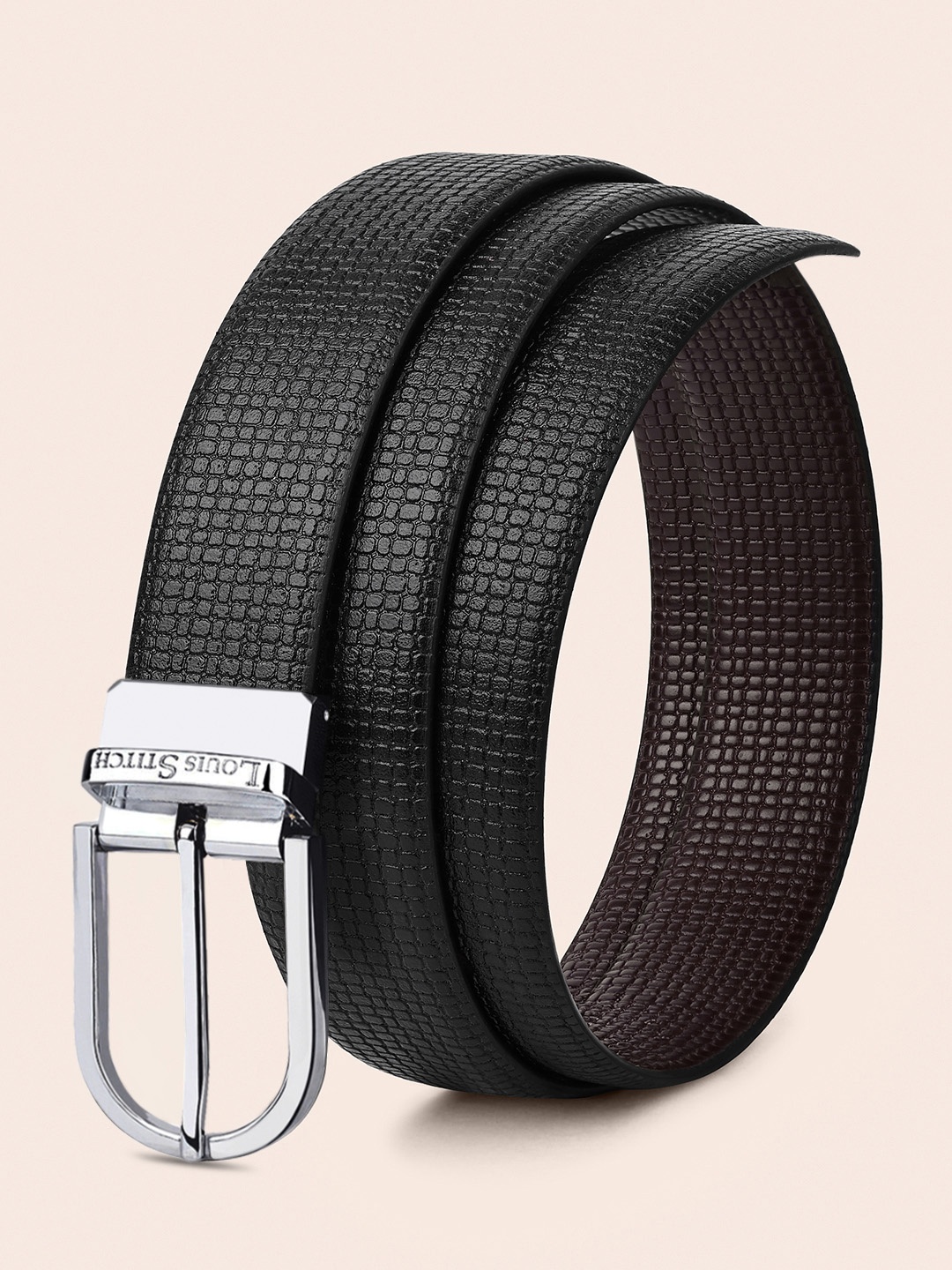 

LOUIS STITCH Men Brown Textured Leather Formal Belt