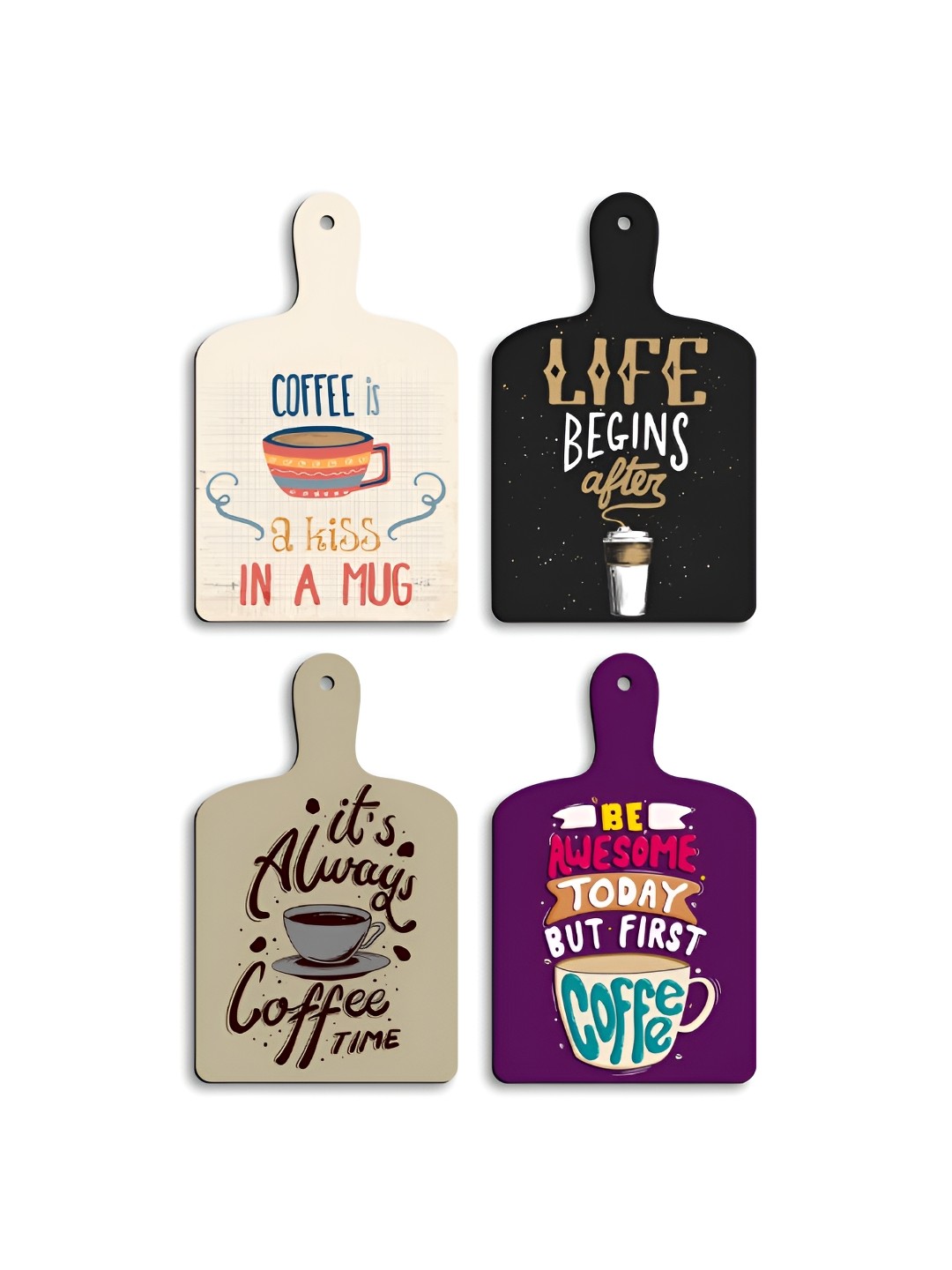 

CLAWCRAFTS Cream Colored & Black 4 Pieces Quotes Printed Wooden Wall Art