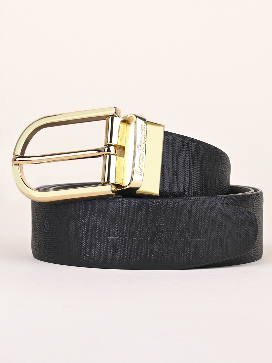

LOUIS STITCH Men Black and Brown Reversible Leather Formal Belt