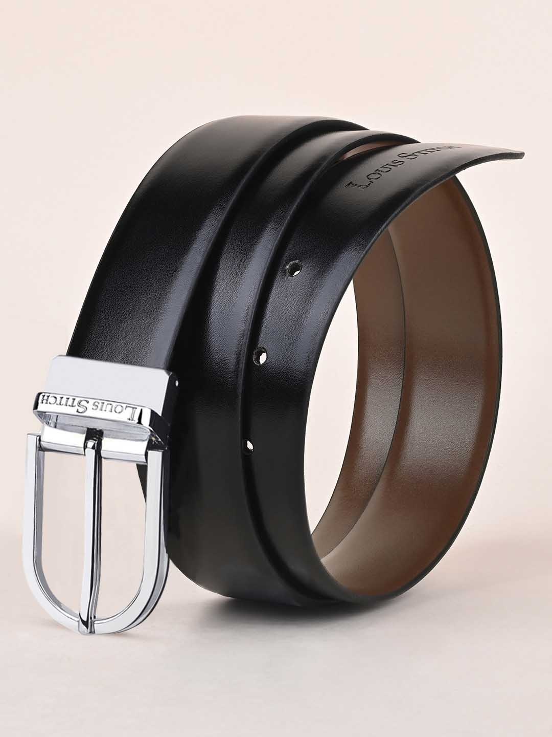 

LOUIS STITCH Men Black Reversible Leather Formal Belt