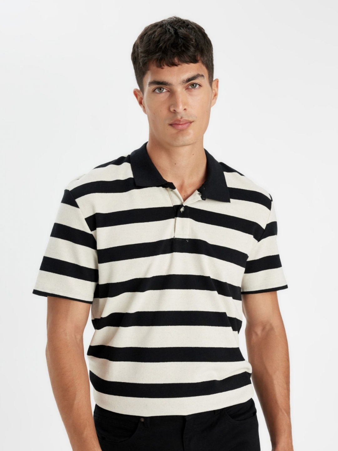 

DeFacto Men Striped Polo Collar Pockets T-shirt, Na