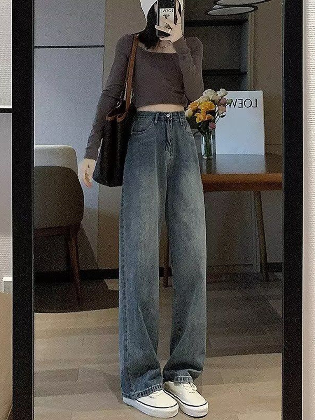 

StyleCast Women Straight Fit High-Rise Heavy Fade Cotton Clean Look Jeans, Grey