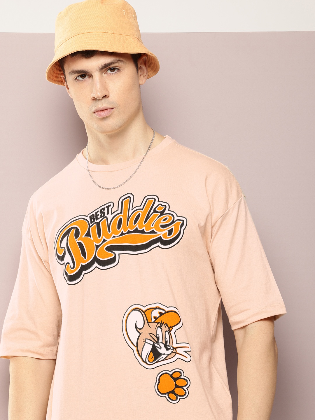 

Kook N Keech Batman Typography Tom & Jerry Printed Pure Cotton Oversized T-shirt, Beige