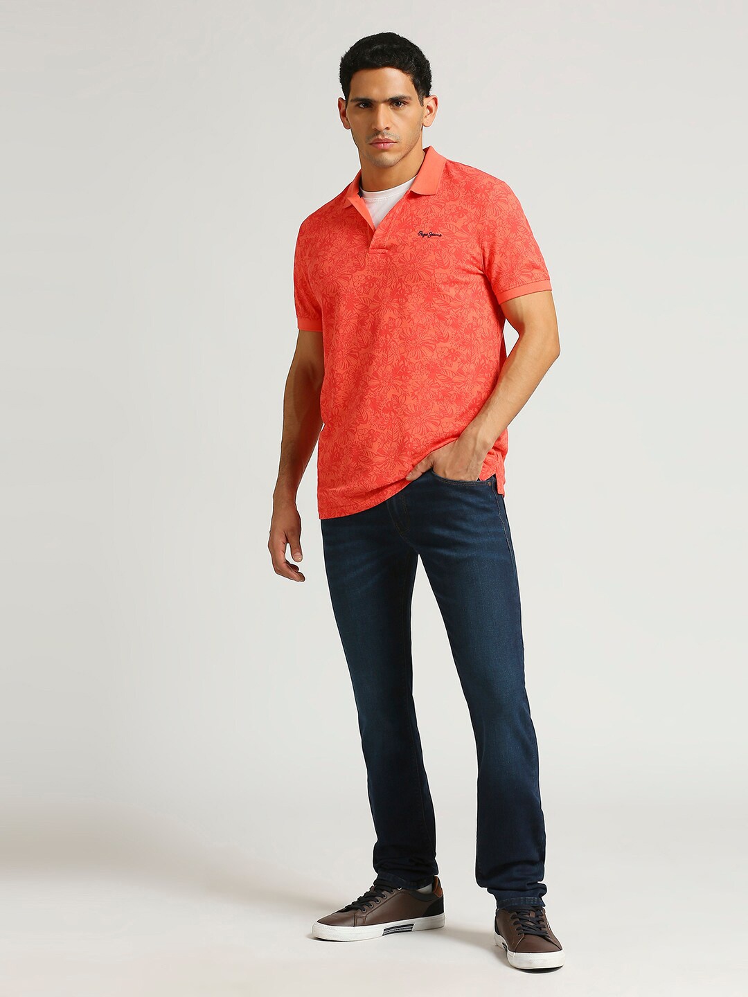 

Pepe Jeans Polo Collar Pure Cotton T-shirt, Coral