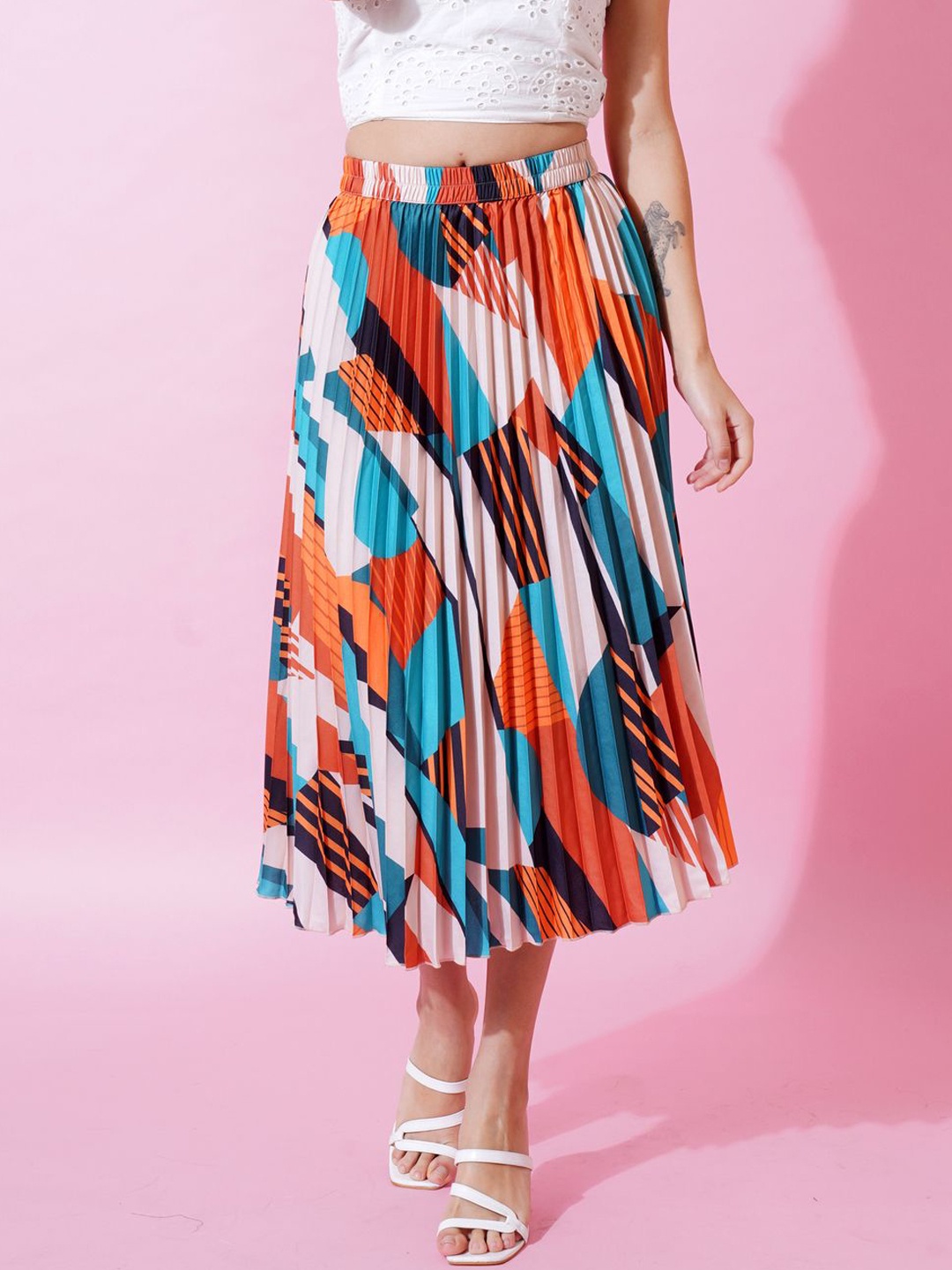 

ZWERLON Printed A-Line Midi Skirts, Mustard